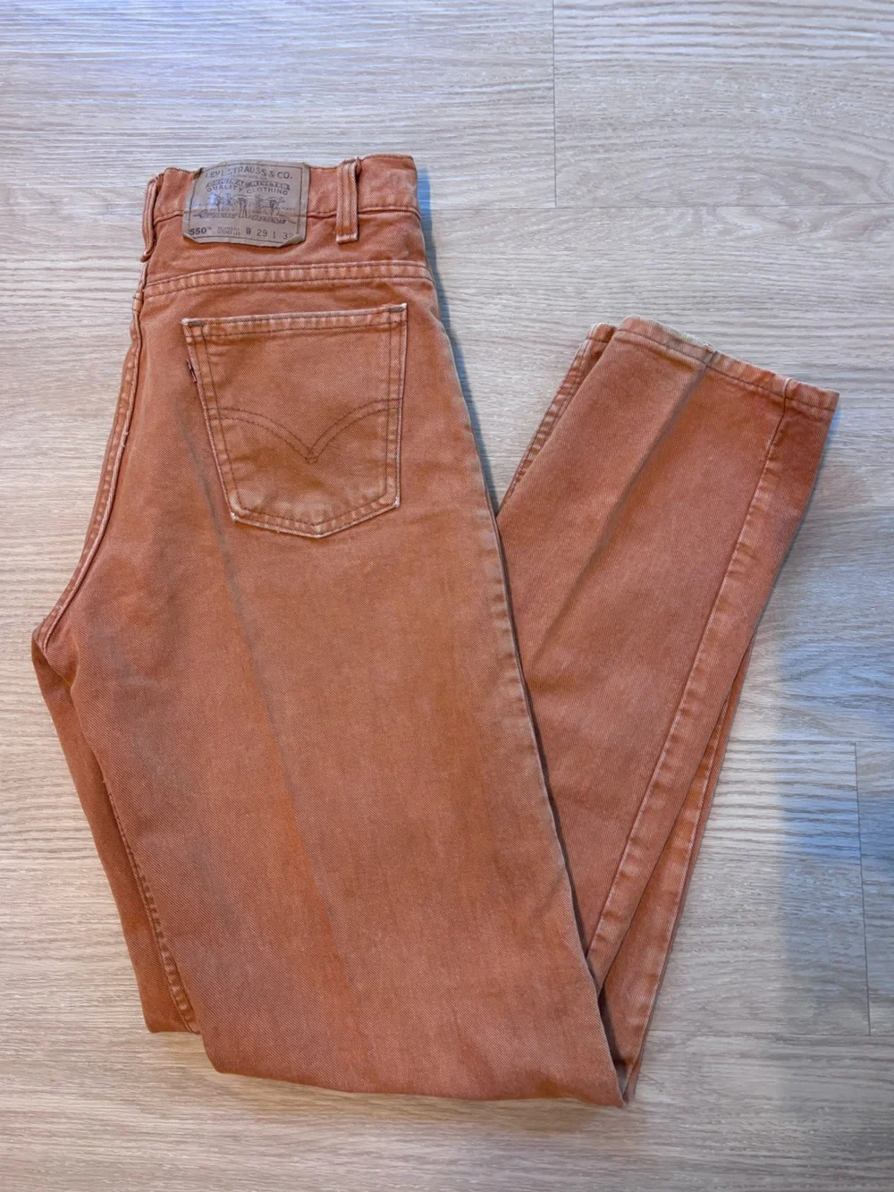 VTG Levi’s 550 Men’s 29x32 Jeans Burnt Orange Tab Relaxed Taper Distressed 90’s